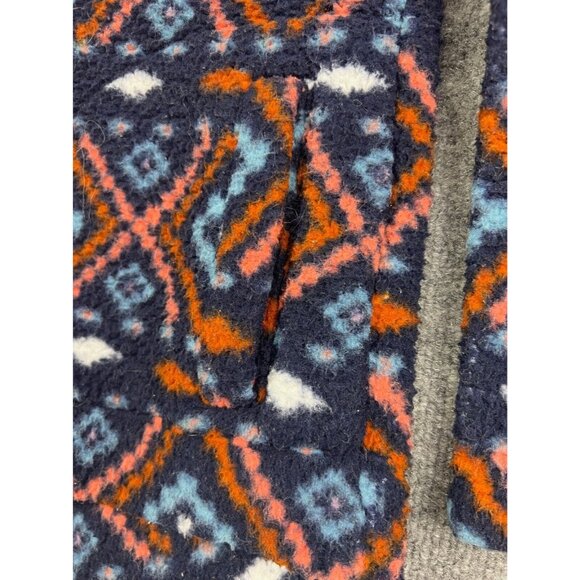 Old Navy Sweater Women's Small Navy Blue Orange Aztec Print Fleece Half Zip - Picture 3 of 7